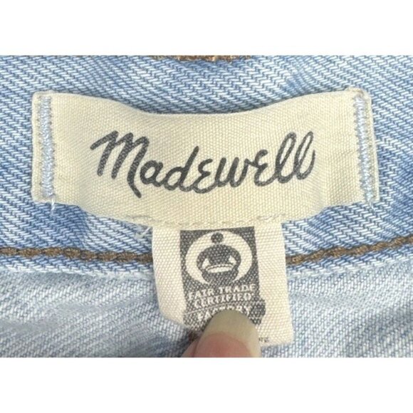 Madewell Women’s Light Blue Relaxed Raw Hem Distressed Denim Jean Shorts Sz 27 - Picture 7 of 11